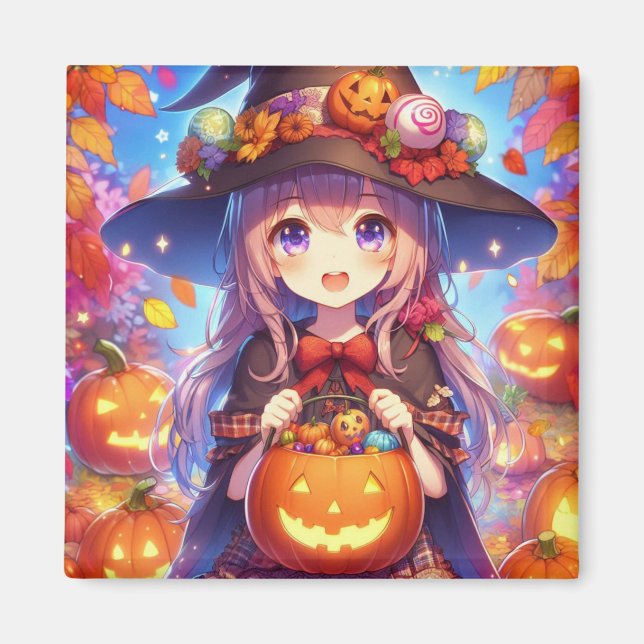 Imã Bruxa do Halloween do Anime Bonito (Frente)