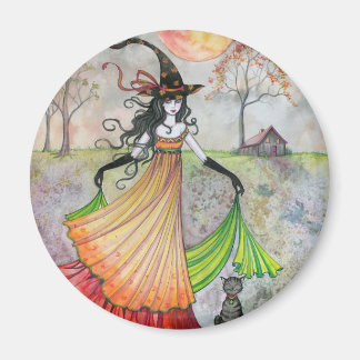Imã Bruxa e Gato do Devaneio de Outono Arte de Hallowe