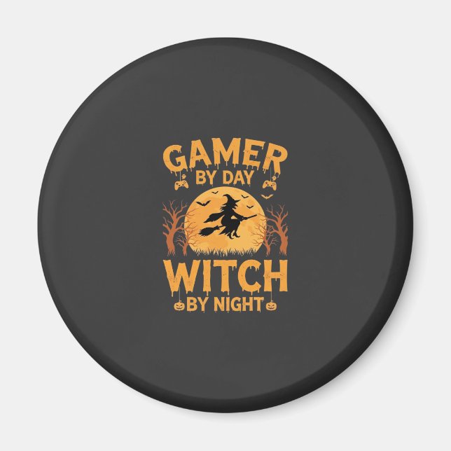 Imã Bruxa Gamer Design de Jogos para Halloween (Frente)