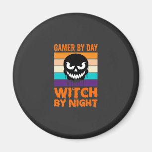 Imã Bruxa Gamer Halloween Crânio Retro