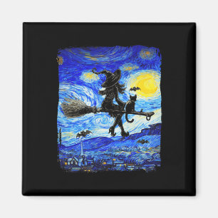 Imã Bruxa Halloween Starry Night Van Gogh Aestética Pa