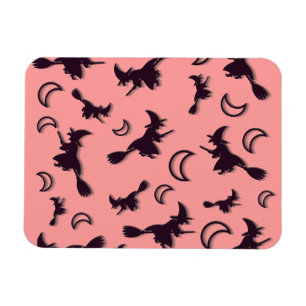 Ímã Bruxa voadora entre meia lua na noite de Halloween