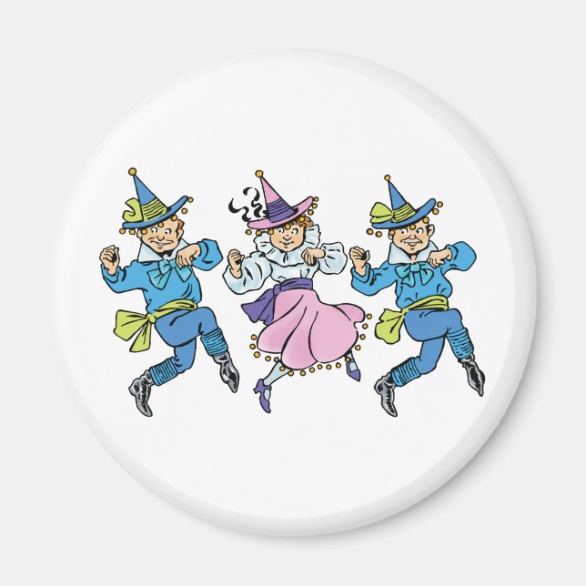 Imã Bruxo Vintage de Oz, Munchkins Dançantes Fofos! (Frente)