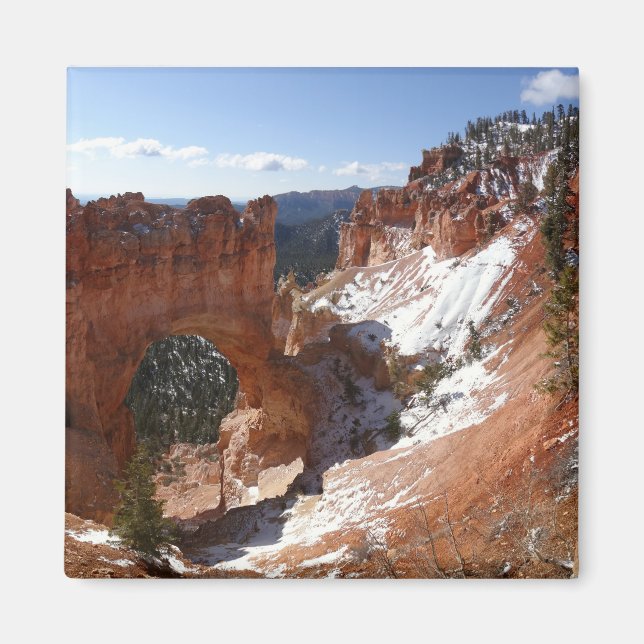 Imã Bryce Canyon Natural Bridge Snowy Landscape Foto (Frente)