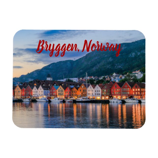Ímã Bryggen Bergen Noruega estilizada (Horizontal)