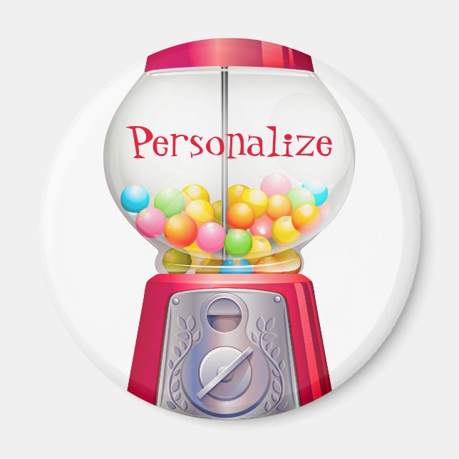 Imã Bubblegum vintage máquina de mascar vermelho bonit (Frente)