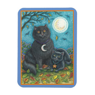 ÍMÃ BUBO E PYEWACKET GATOS NEGROS, HALLOWEEN FOLK ART