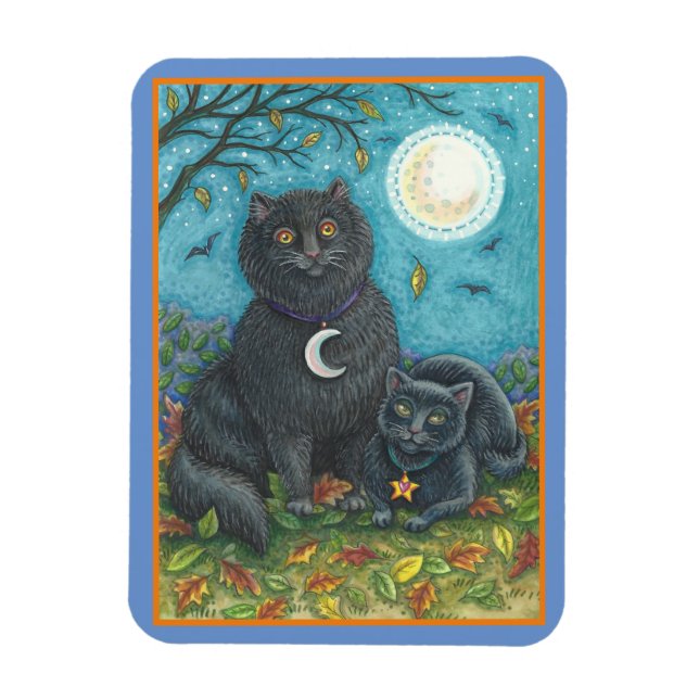ÍMÃ BUBO E PYEWACKET GATOS NEGROS, HALLOWEEN FOLK ART (Vertical)