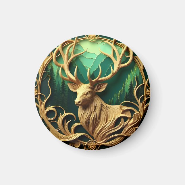 Imã Buck majestoso jorrando em uma floresta serena (Frente)