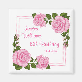 Imã Bucos de Canto Rosa Bonito para 18º Aniversário