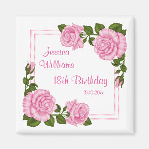 Imã Bucos de Canto Rosa Bonito para 18º Aniversário