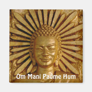 Imã Buda Dourado, compaixão (Imã de geladeira)