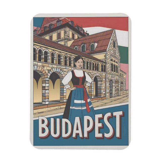 Ímã budapest hungary vintage mulher local presentes (Vertical)