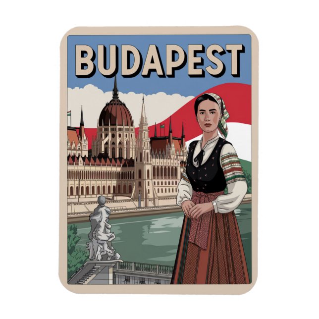 Ímã budapest hungary vintage mulher local presentes (Vertical)