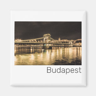 Imã Budapeste com Ponte de Cadeia Panorama Vintage