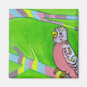Imã budgie cor-de-rosa pequenino