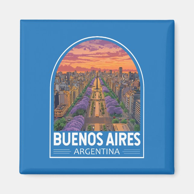 Imã Buenos Aires Argentina Viagem Art Vintage (Frente)