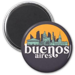 Imã Buenos Aires Vintage City Skyline Cityscape Art