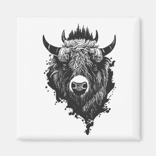 Imã Buffalo Bison Selvagem Natureza Animal Ilustração