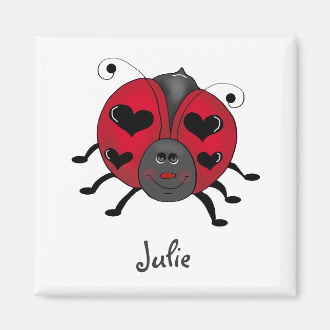 Imã Buggies no quintal ・ Ladybug sorridente (Frente)