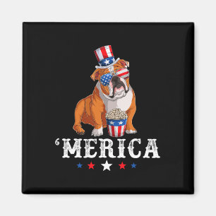Imã Buldogdog Men Usa American Flag English Bulldo