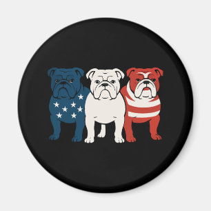 Imã Buldogue 4 de julho Dog Lover Men Women USA Flag