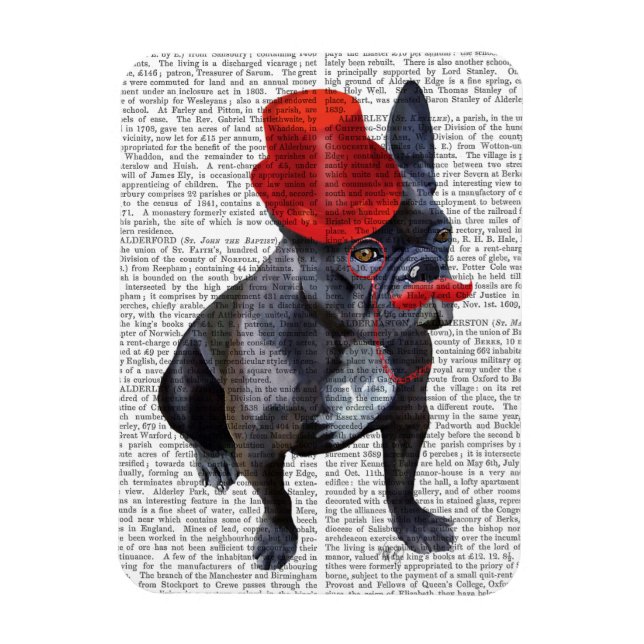 Ímã Buldogue Francês com Chapéu Vermelho e bigode (Vertical)
