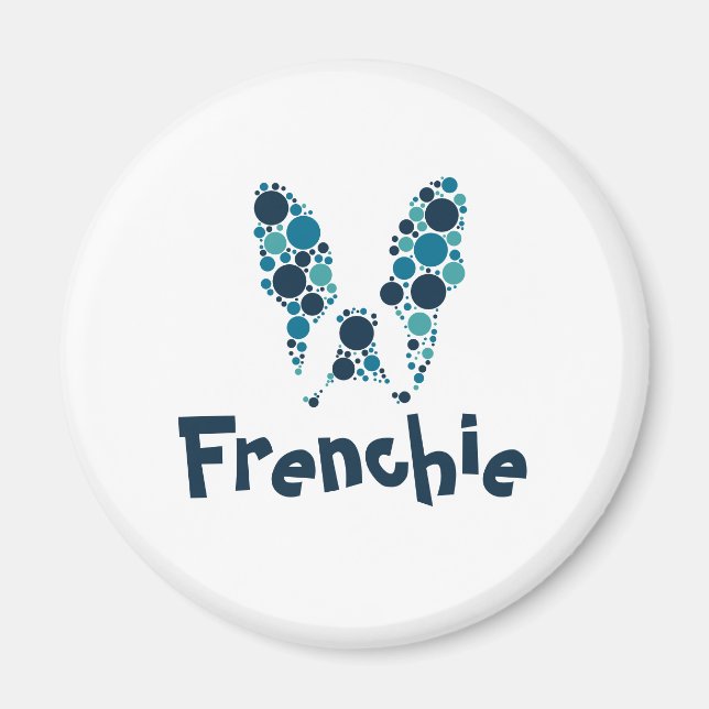 Imã Buldogue francês com círculos coloridos (Frente)