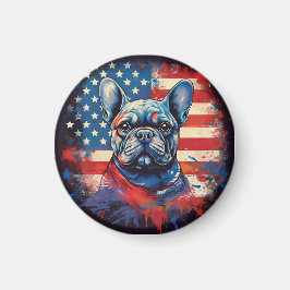 Imã Buldogue Francês e Bandeira Americana Incomodada