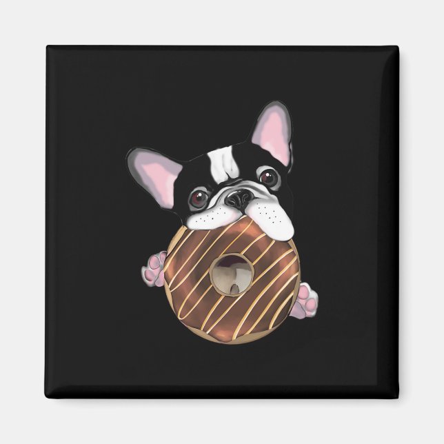 Imã Buldogue Francês E Rosquinha De Chocolate (Frente)