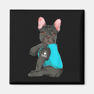 Imã Buldogue Francês Eu Adoro Roupa de Tatuagem de Pai
