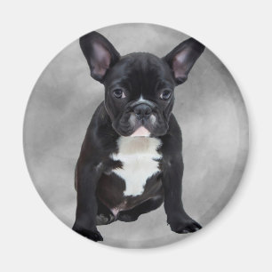 Imã Buldogue Francês Sentado Aquarela Pintura Óleo