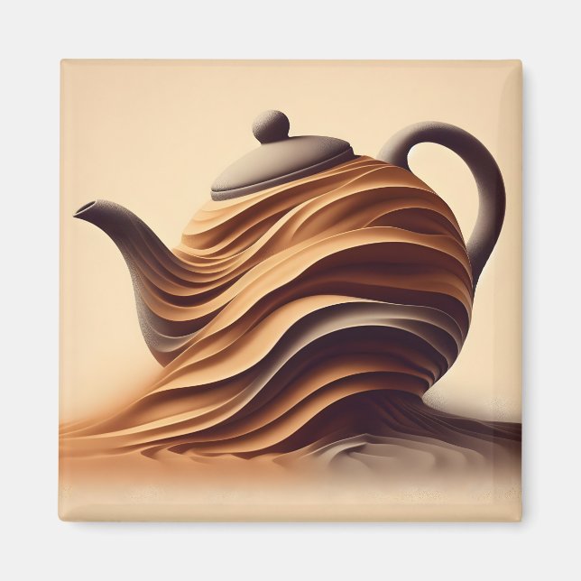 Imã Bule de Chá Zen Minimalista Abstrato Fluido (Frente)