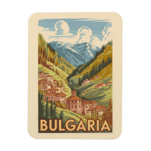Ímã Bulgária Ilustração Painterly Viagem Art Vintage
