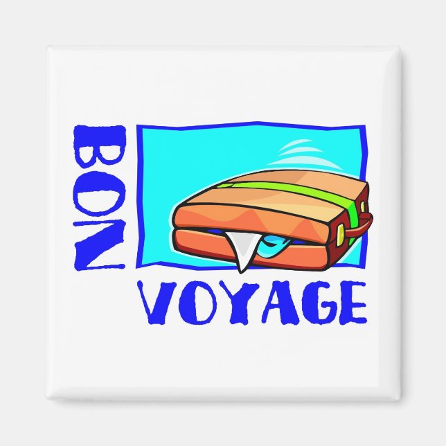 Imã Búlgaro cheio de bagagem: "Bon Voyage!" (Frente)