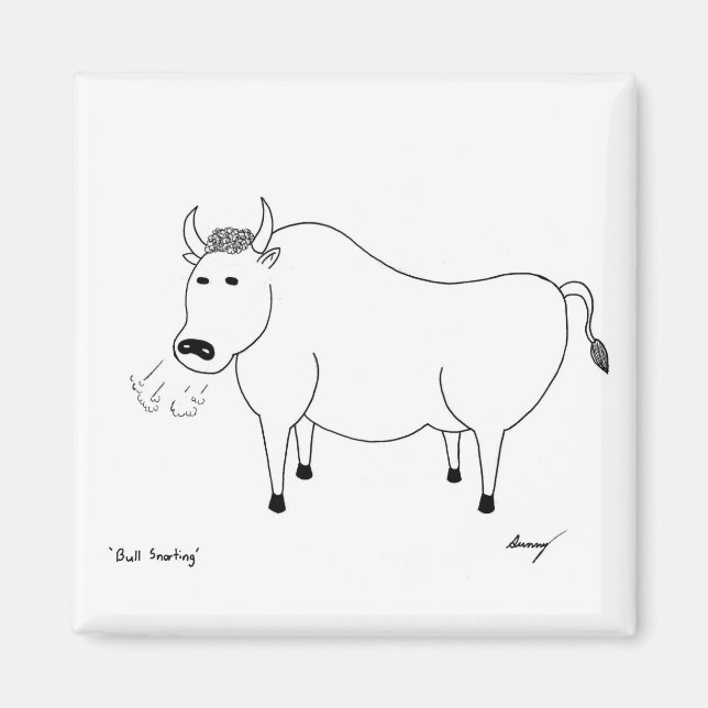Imã Bull Folk Art Magnet (Frente)