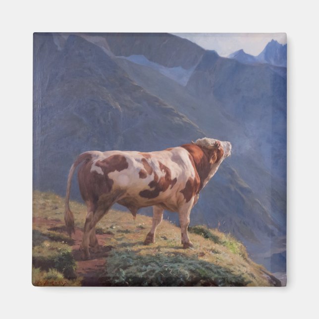 Imã Bull nos Alpes (por Eugène Burnand) (Frente)