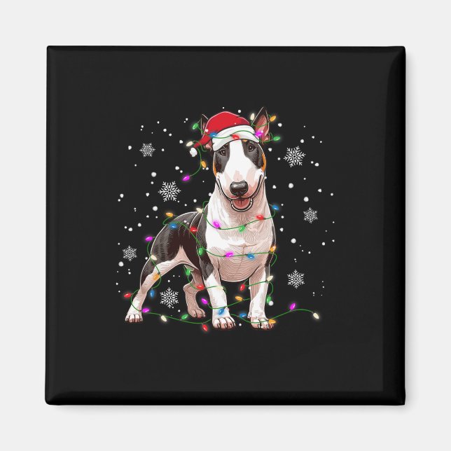 Imã Bull Terrier Christmas Sweet Dog Xmas Lights Tre (Frente)