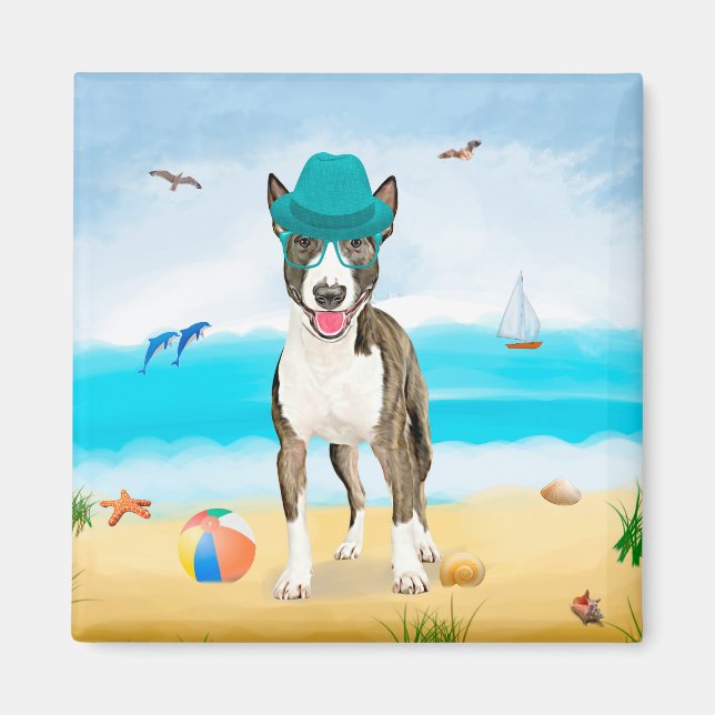 Imã Bull Terrier no Beach (Frente)
