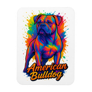 Ímã Bulldog Americano de pop Art - Cão Neon Vibrante