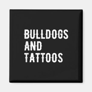 Imã Bulldog E Tattoos Proprietário Do Bulldog Cão Cach
