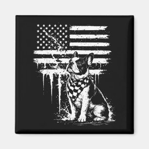 Imã Bulldog Francês Bandeira Americana 4 de Julho Aman