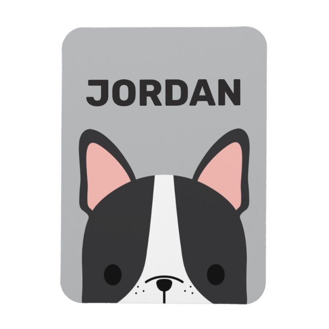 Ímã Bulldog Francês Bonito com Nome Personalizado (Vertical)