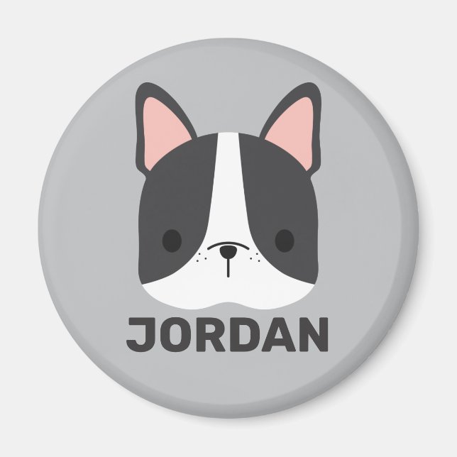 Imã Bulldog Francês Bonito com Nome Personalizado (Frente)
