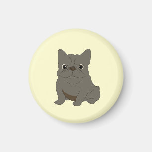 Imã Bulldog Francês Cinza Bebê, Creme,