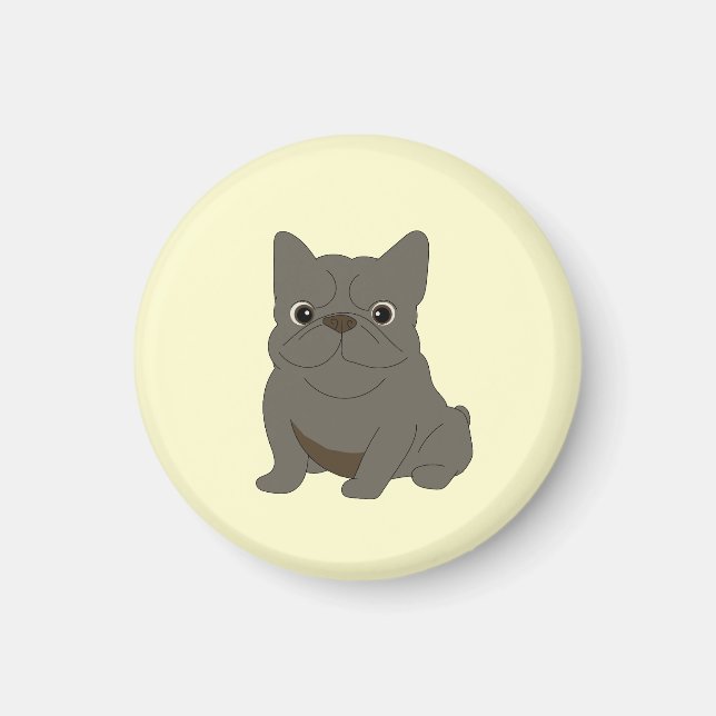 Imã Bulldog Francês Cinza Bebê, Creme, (Frente)