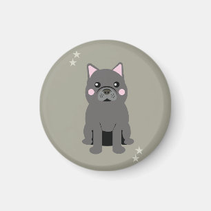 Imã Bulldog Francês Cinza Bochechas Fofas