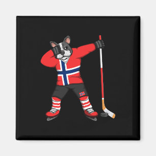 Imã Bulldog Francês Dançando Noruega Fãs de Hóquei no