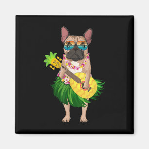 Imã Bulldog Francês Havaiano & Pineapple Ukulele S
