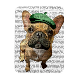 Ímã Bulldog francês marrom com chapéu verde 2